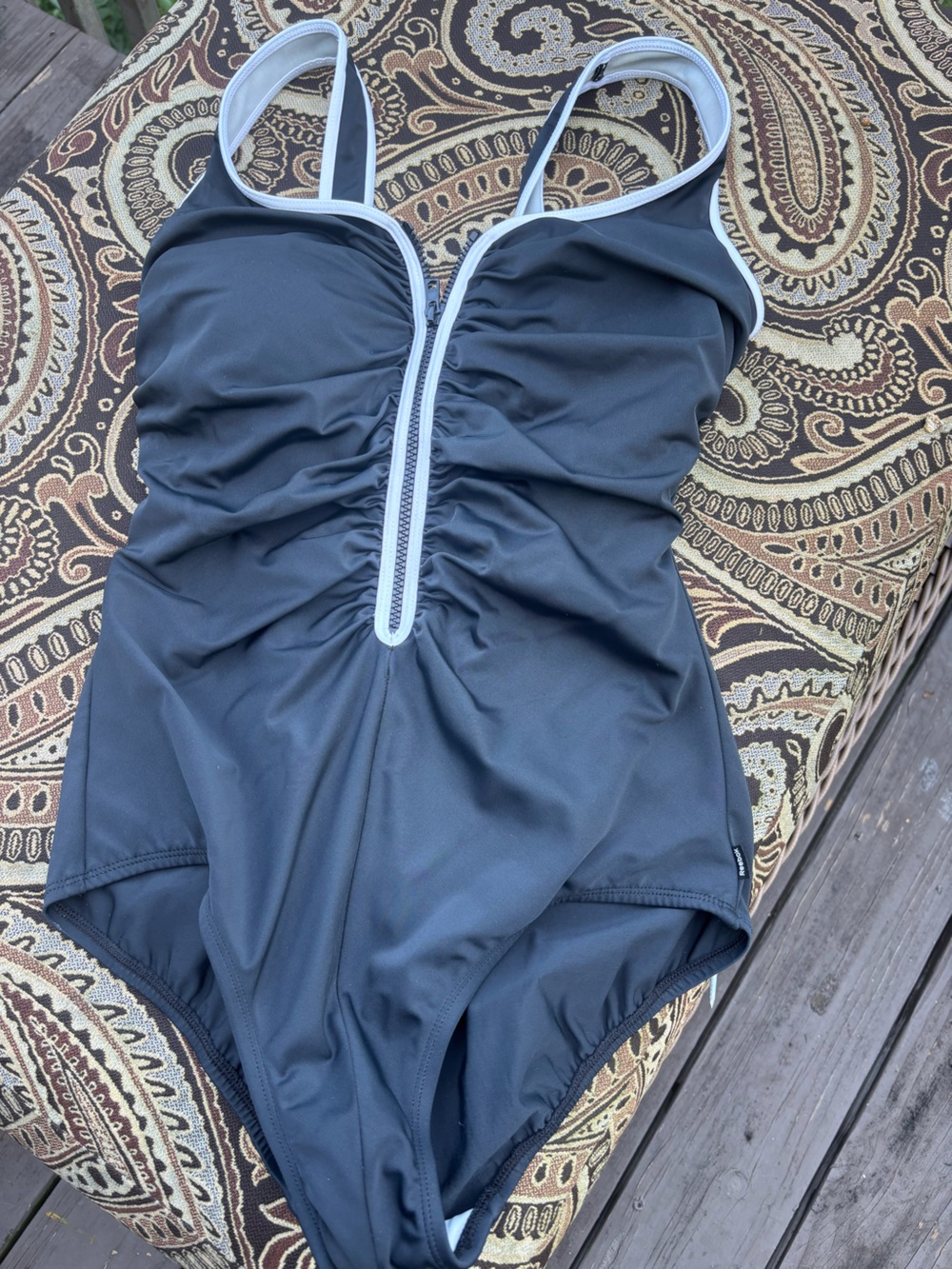 Reebok Black Athletic One-Piece Swimsuit with Subtle Logo